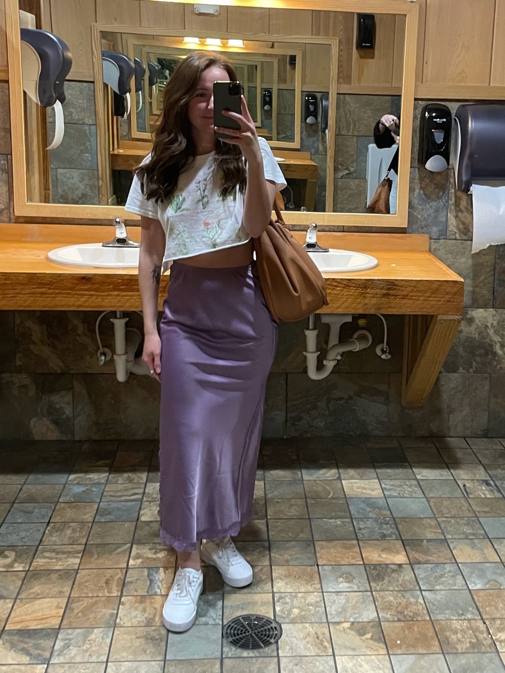 Satin Lavender Slip Skirt - Women's Chic Midi